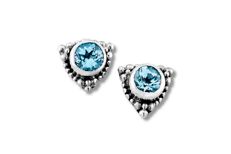 luxury silver earrings for women -Tangku Earrings- Blue Topaz