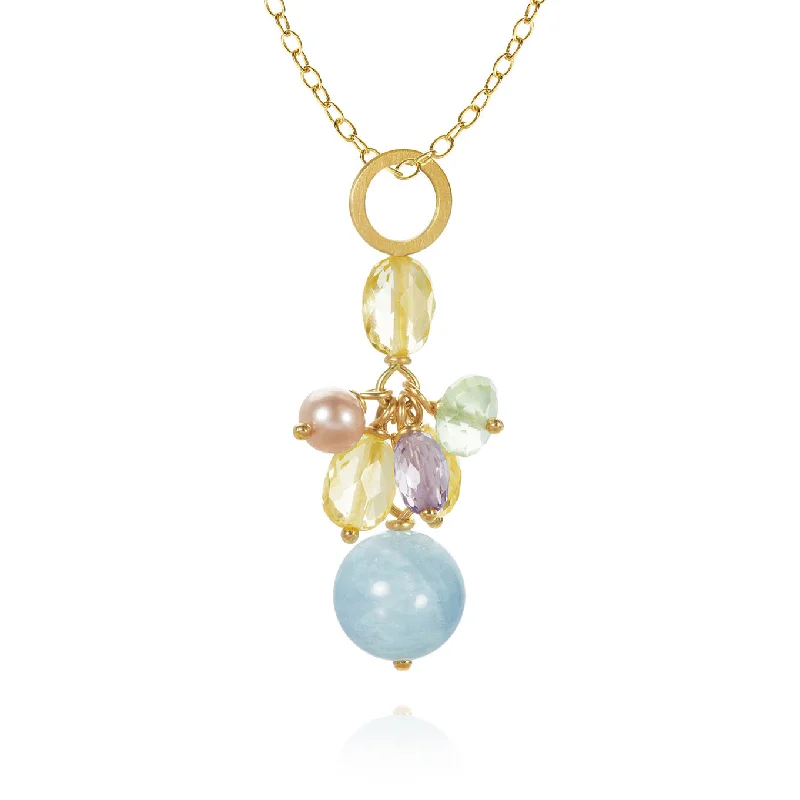 bridal necklaces for women -Piccolo 18K Gold Necklace w. Gemstones