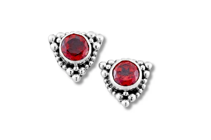 fine gold earrings for women -Tangku Earrings- Garnet