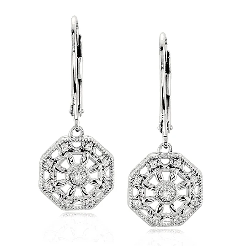 teardrop earrings for women -Vintage Style Diamond Nautical Earrings in Sterling Silver