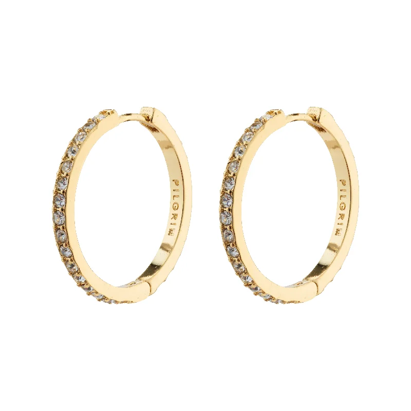 classic pearl earrings for women -EBNA large crystal hoops gold-plated