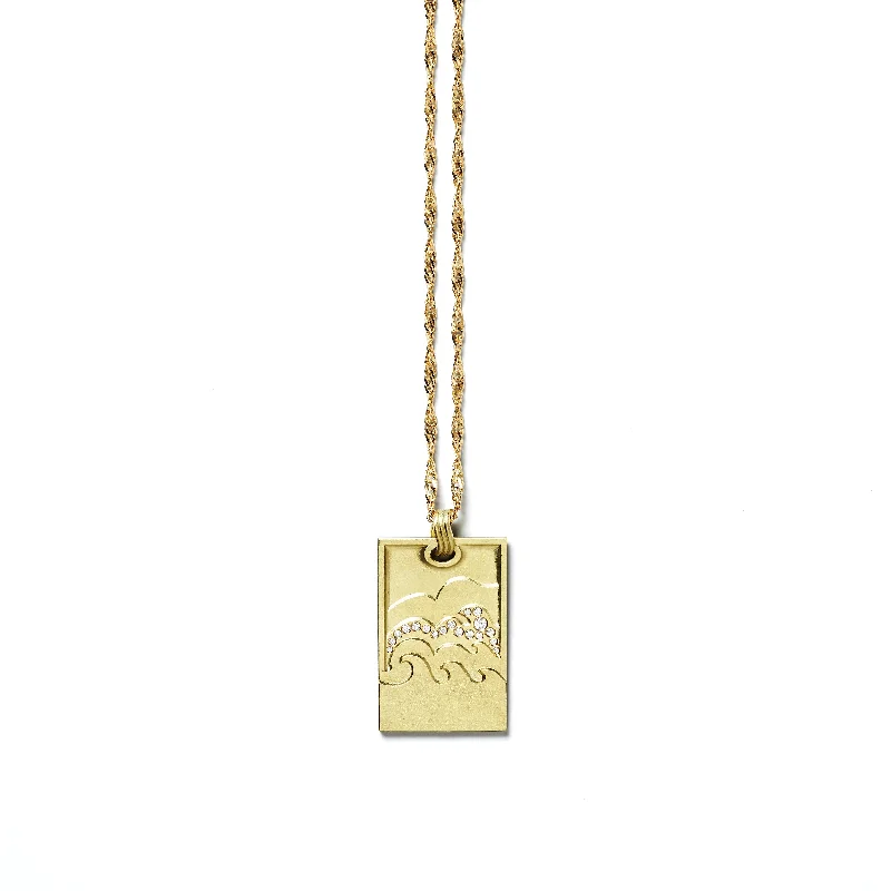 trendy pendant necklaces for women -Ocean View 18K, 14K Gold Necklace w. Diamonds