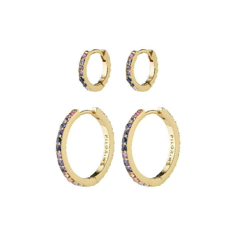 minimal earrings for women -REIGN hoops, 2-in-one set, gold-plated