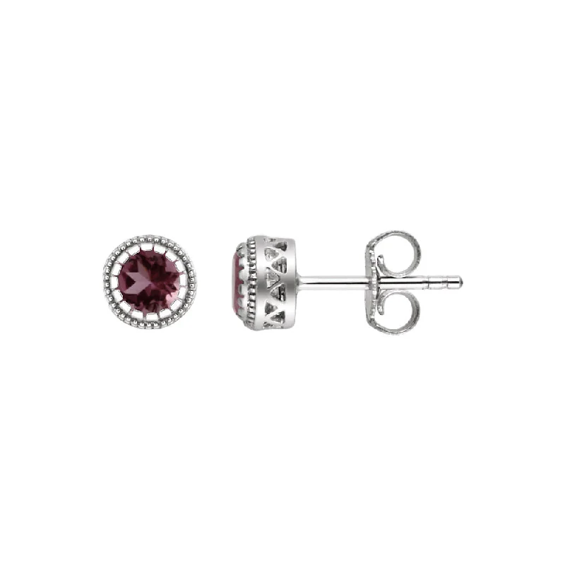 statement earrings for women -Pink Tourmaline October Birthstone 8mm 14k White Gold Stud Earrings