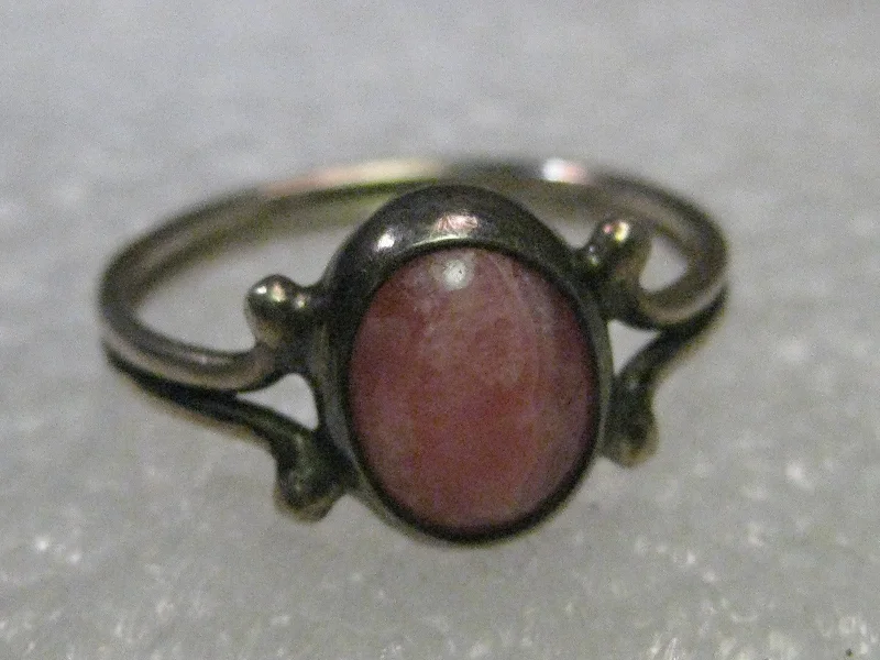 gemstone rings for women -Vintage Sterling Silver Ring, Southwestern Oval Rhodolite, size 9, bezel-set,