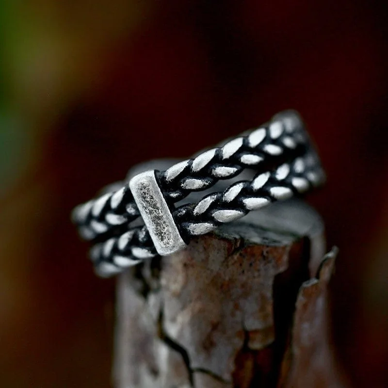 solitaire diamond rings for women -Men's Punk Woven Chain Ring