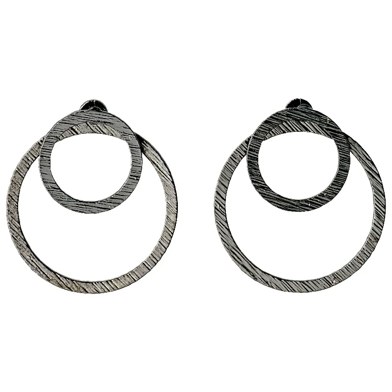 trendy drop earrings for women -ZOOEY 2-in-1 earrings hematite color