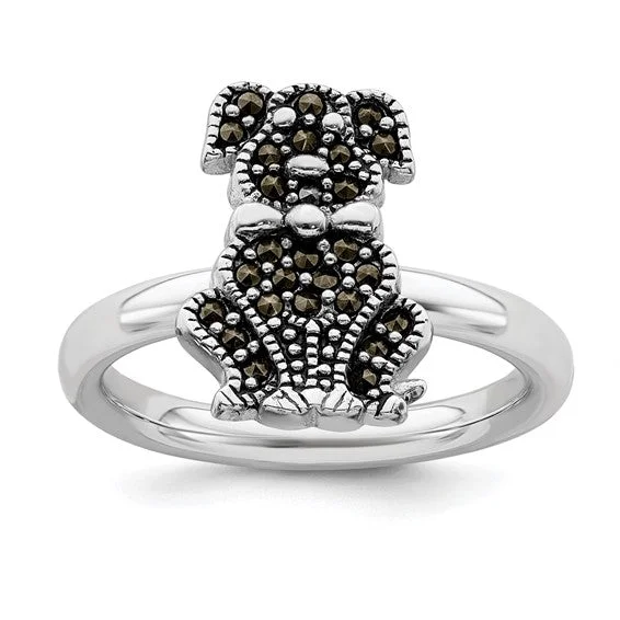 infinity necklaces for women -Sterling Silver Stackable Expressions Marcasite Dog Ring