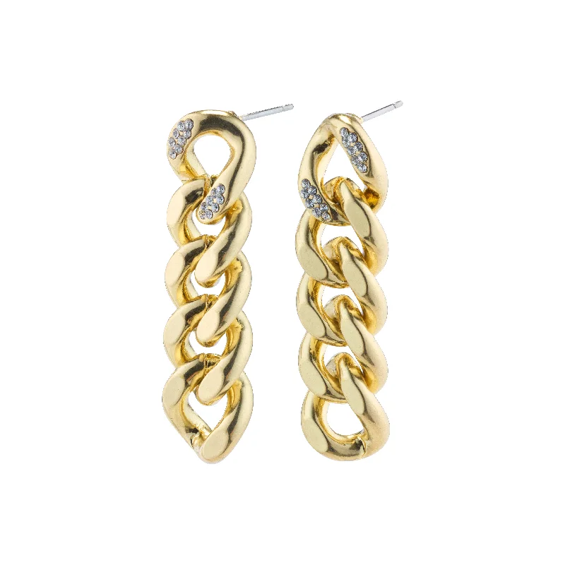 glamorous earrings for women -CECILIA crystal curb chain earrings gold-plated