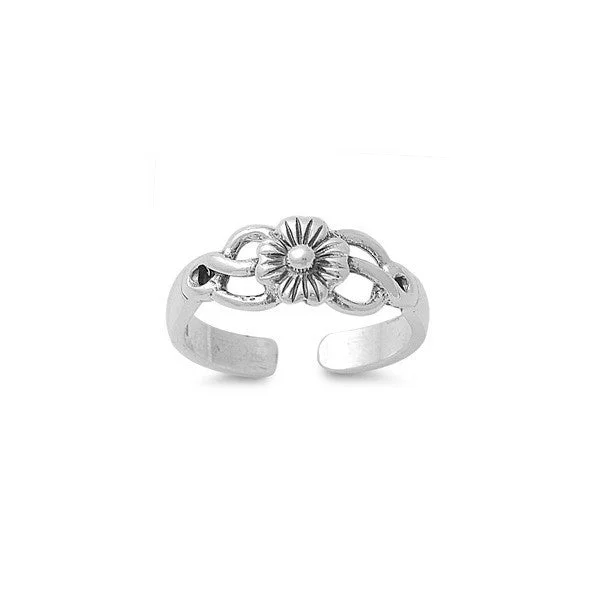 modern necklaces for women -Sterling Silver Flower Center Swirl Design Toe Ring