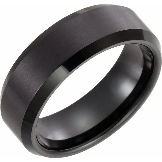 eco-friendly necklaces for women -Tungsten 8 mm Black Immerse Plated Satin Finish Band