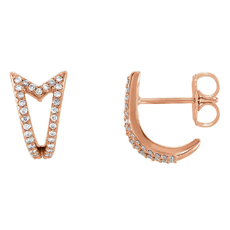 rose gold earrings for women -7 x 10mm 14k Rose Gold 1/6 CTW (G-H, I1) Diamond Arrow J-Hoop Earrings