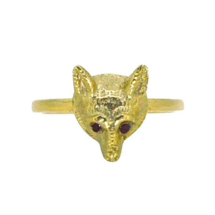 birthstone rings for women -Gold Fox Head Ring