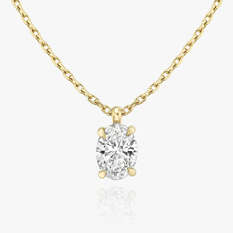 timeless gold necklaces for women -Solitaire Oval 14K Gold Necklace w. Lab-Grown Diamond