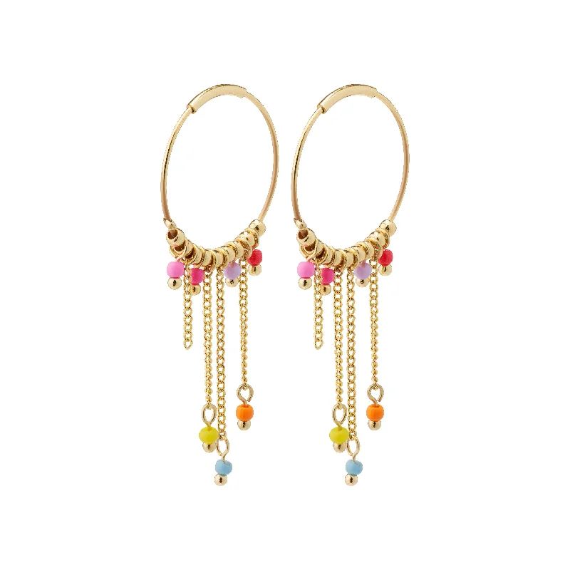 layered drop earrings for women -CASSANDRA multi colored hoop earrings gold-plated