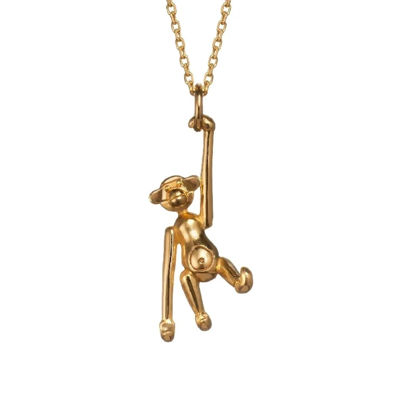 gold chain necklaces for women -Monkey Gold Plated Necklace