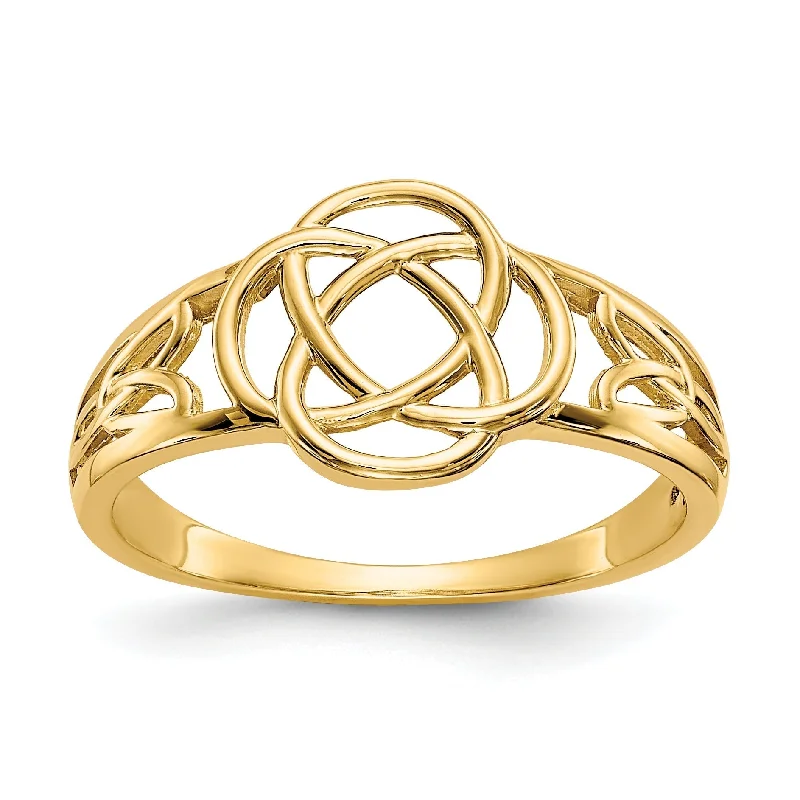 vintage gold necklaces for women -14k Yellow Gold Polished Ladies Celtic Knot Ring