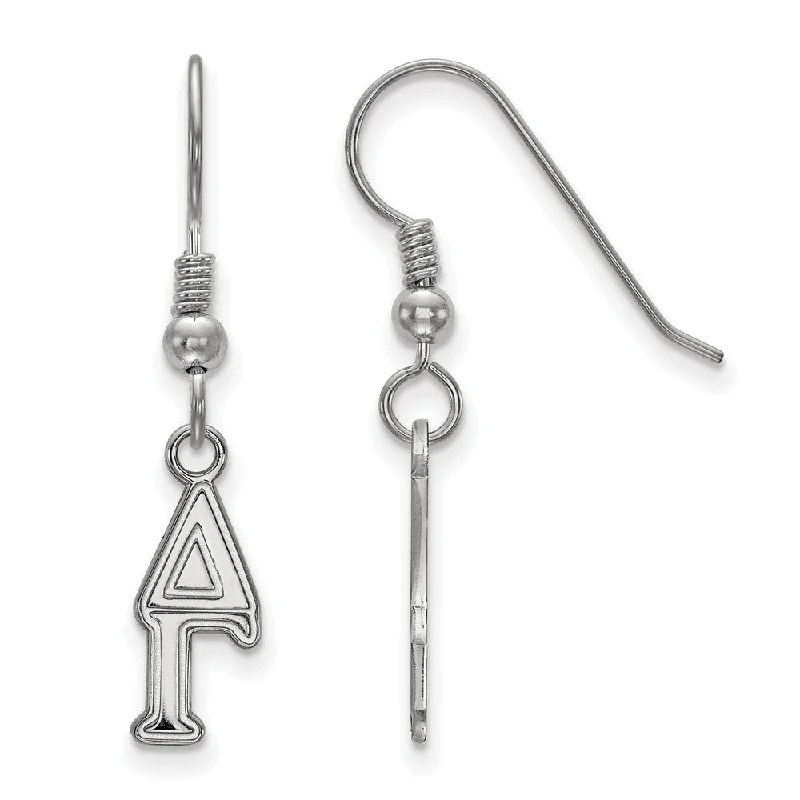 elegant earrings for women -Sterling Silver Delta Gamma XS Dangle Earrings