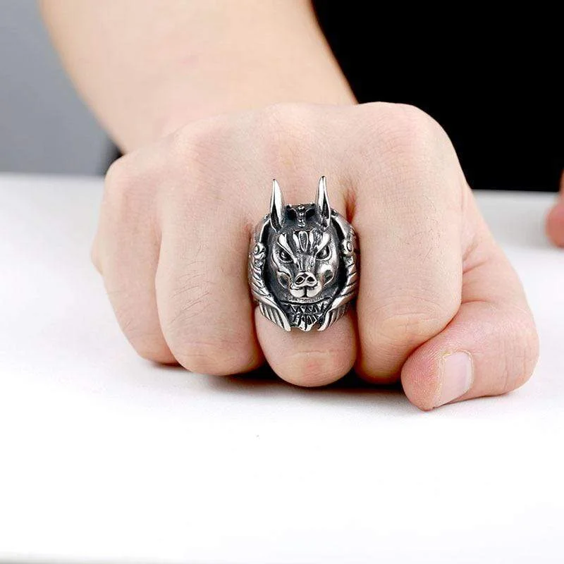 unique wedding rings for women -Men's Punk Anubite Rings