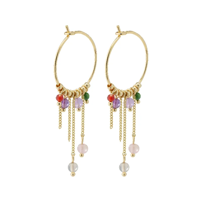 colorful earrings for women -PEACE semi-precious stone hoop earrings gold-plated