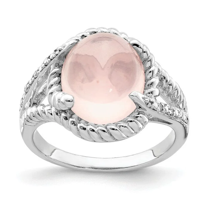 adjustable necklaces for women -Sterling Silver Rose Quartz And Diamond Ring