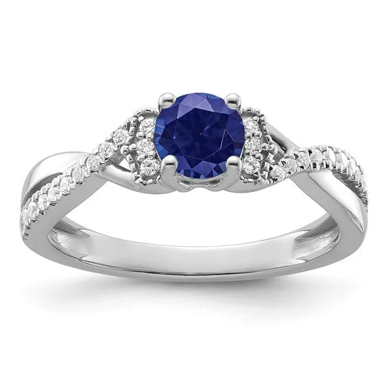 unique chain necklaces for women -10k White Gold Created Blue Sapphire and Lab Grown Diamond Promise Ring