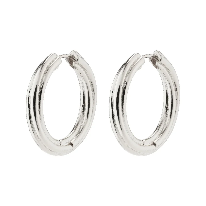 sterling silver earrings for women -EDEA hoops silver-plated