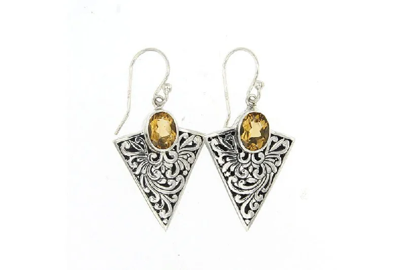 trendy drop earrings for women -Arrowhead Earrings- Citrine