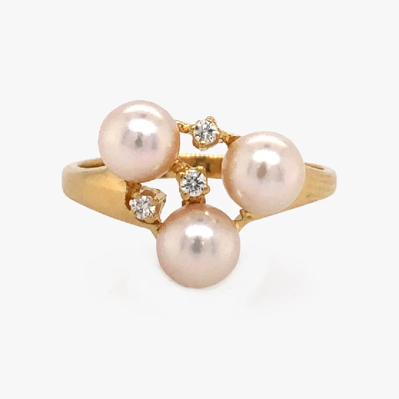 boho rings for women -Pearl & Diamond Cluster Ring