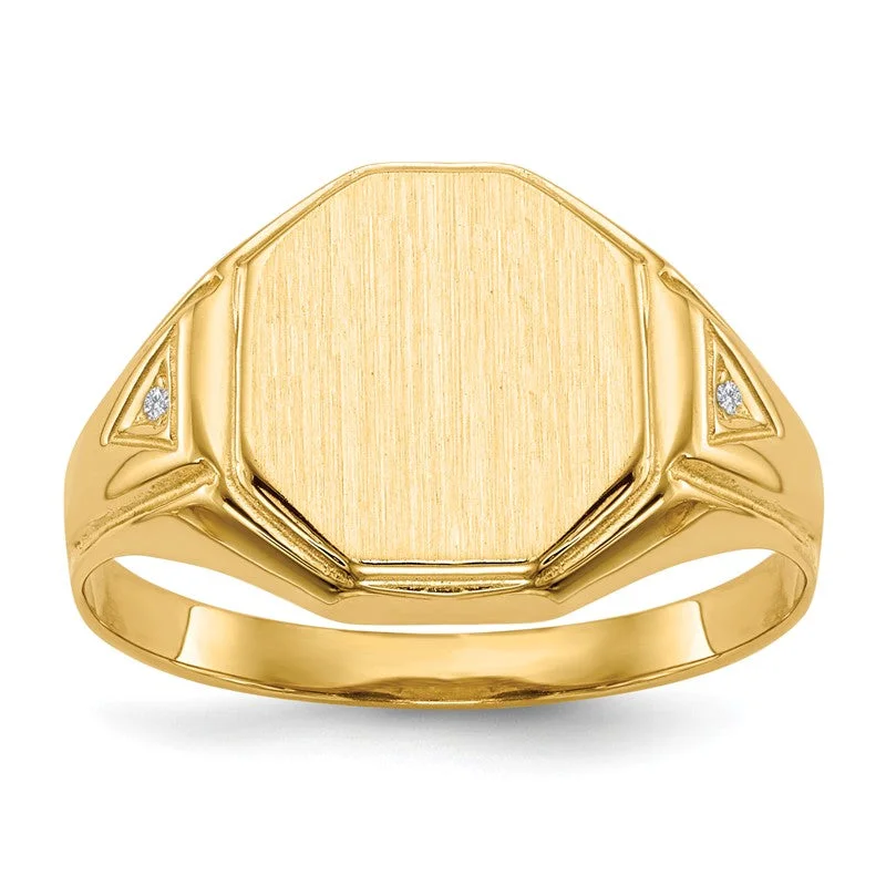 wedding necklaces for women -14k Yellow Gold Diamond Accented Signet Ring (Mens Sizes)