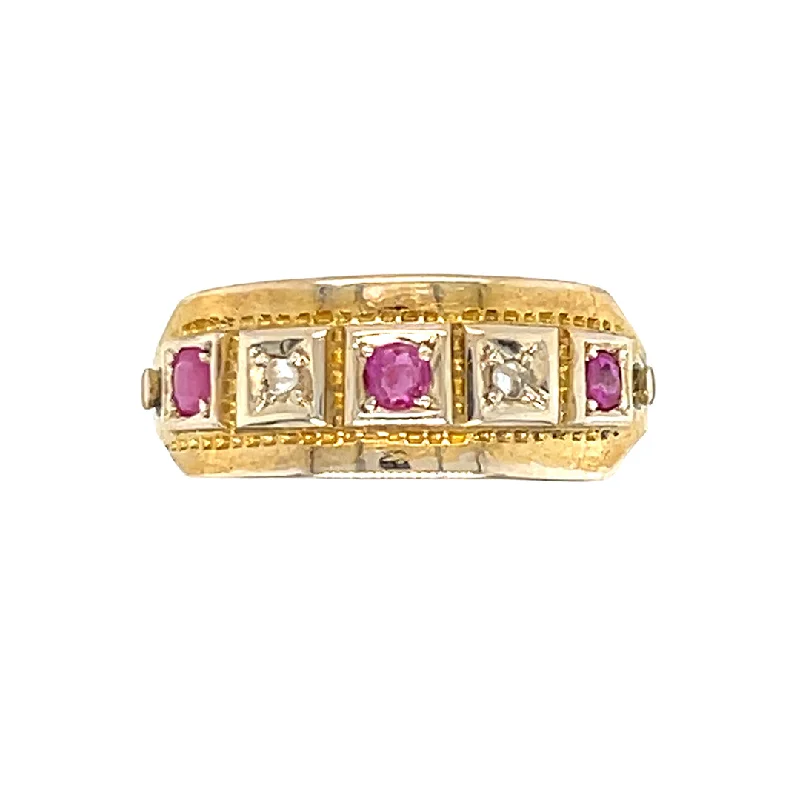 cushion-cut diamond rings for women -Ruby & Diamond Gypsy Ring