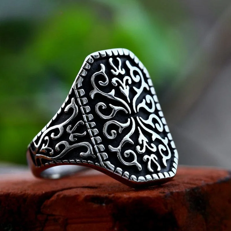 wedding sets for brides -Men's Punk Totem Carving Ring