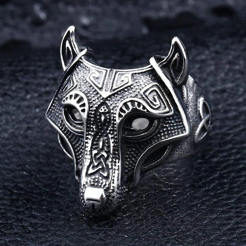 trendy rings for women -Men's Punk Pirate Wolf Rings