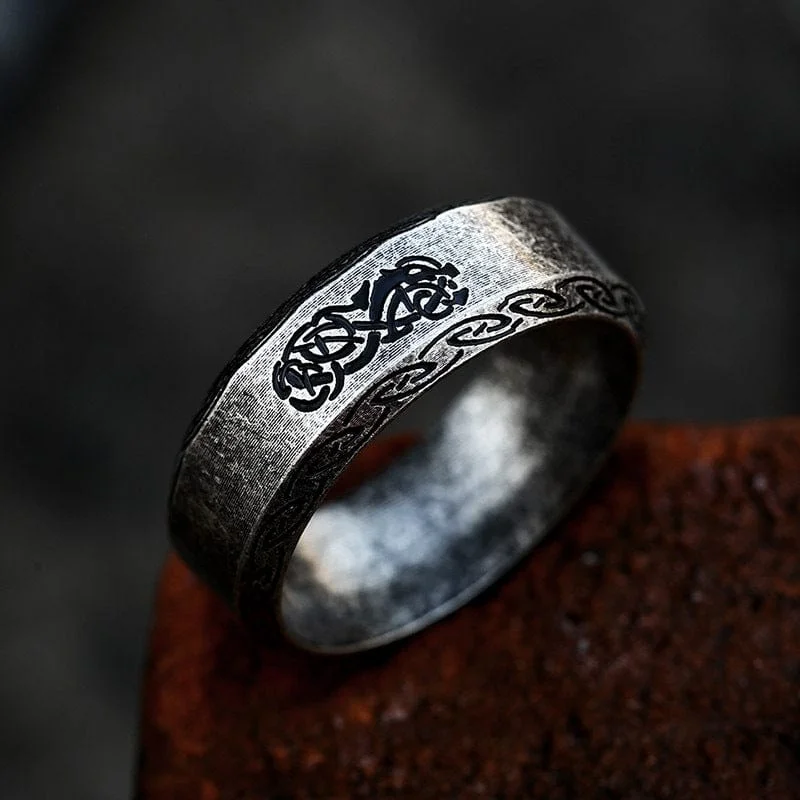 luxury sapphire rings -Men's Punk Rune Engraved Ring