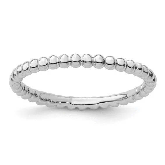 trendy necklaces for women -Sterling Silver Stackable Expressions Beaded 2.25mm Ring