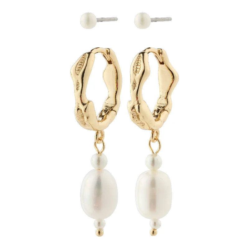 gold earrings for women -CONSTANCE earrings 2-in-1 set gold-plated