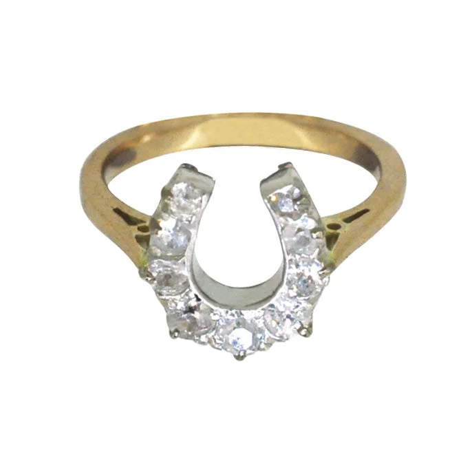 vintage rings for women -Diamond Horse Shoe Ring