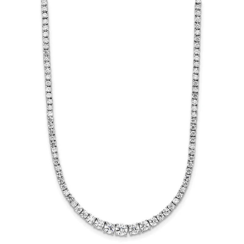 sparkling necklaces for women -14k White Gold Graduating Lab Grown Diamond Tennis Style Bolo Necklace (4.994 CTW)