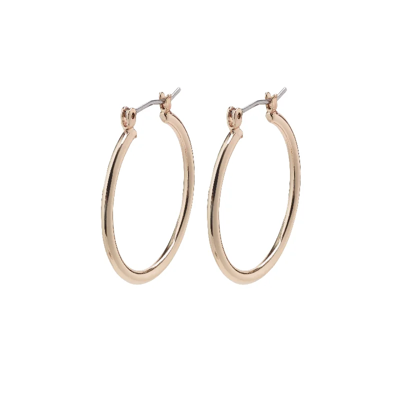 sterling silver drop earrings for women -LAYLA medium hoop earrings rosegold-plated