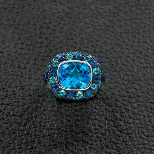 sapphire engagement rings for women -Blue Topaz & Sapphire Estate Ring