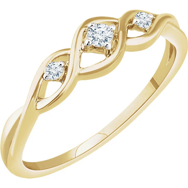 multi-layer necklaces for women -14K Gold 3-Stone .08 CTW Diamond Freeform Promise Ring - White or Yellow Gold