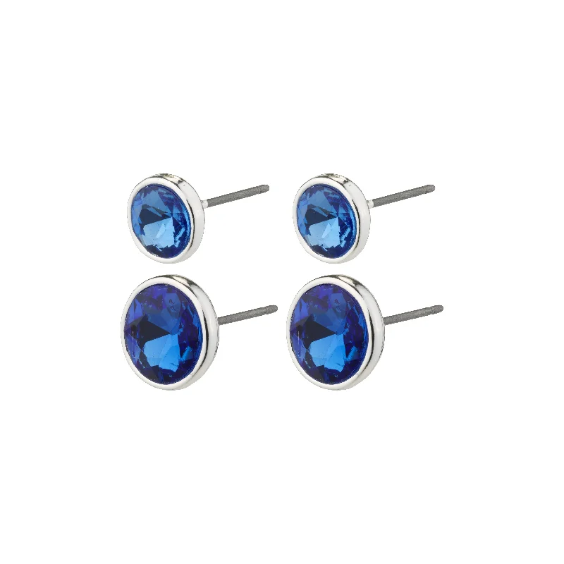 minimalistic earrings for women -CALLIE crystal earrings blue/silver-plated