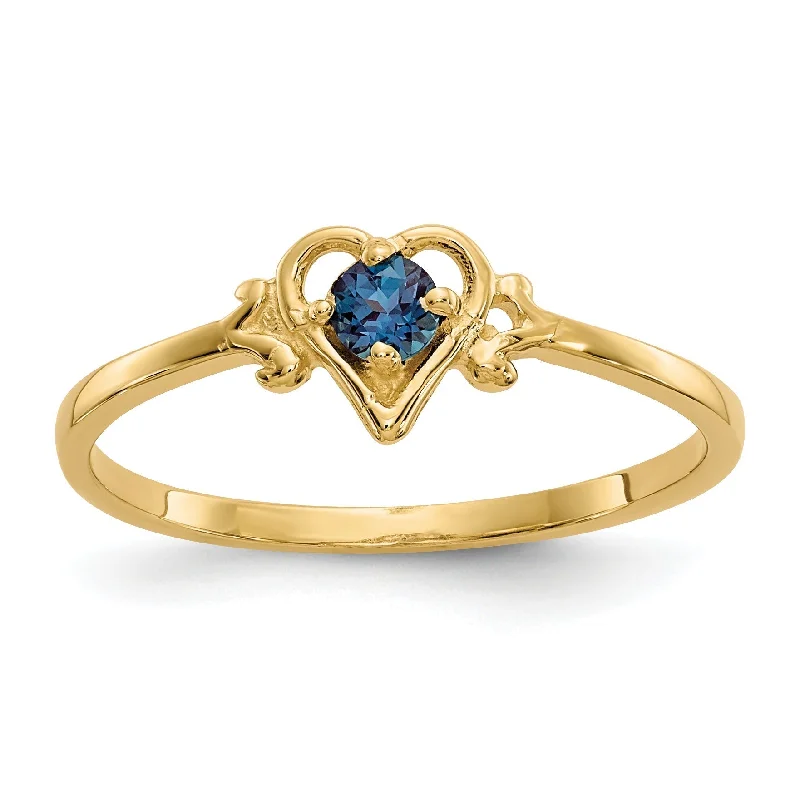 dazzling necklaces for women -14K Yellow Gold Round Lab-Created Alexandrite June Petite Birthstone Heart Ring