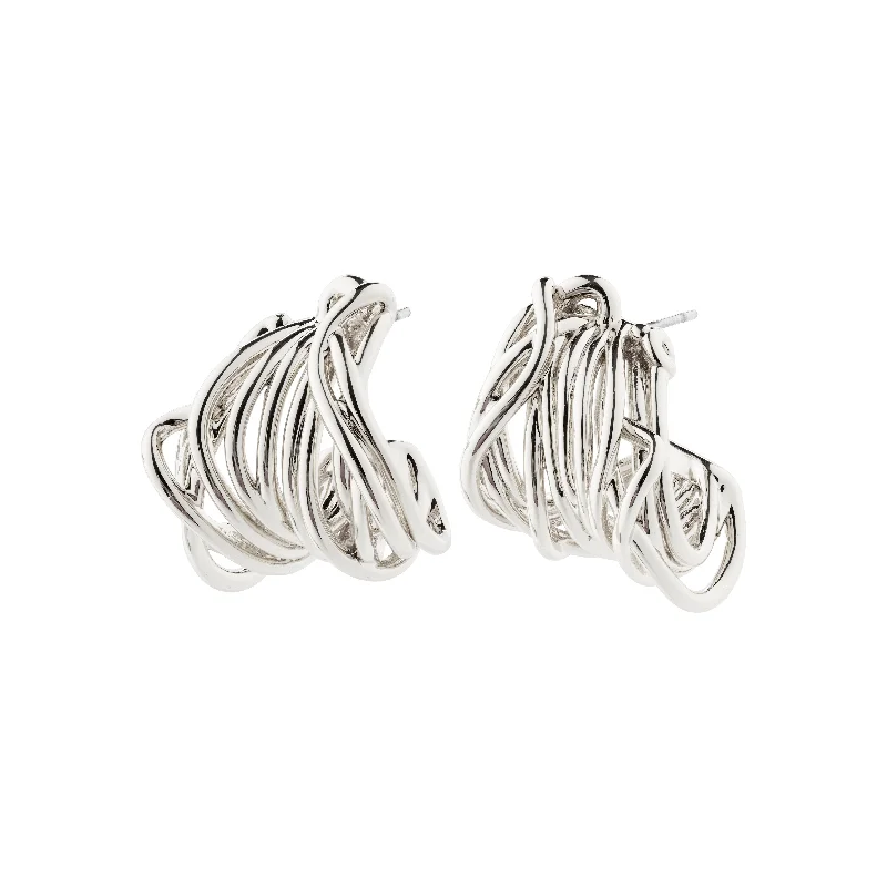 hoop earrings with diamonds -PAMELA earrings silver-plated