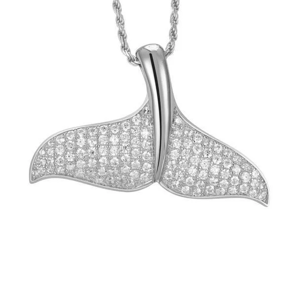 eco-friendly necklaces for women -Pavé Whale Tail Pendant