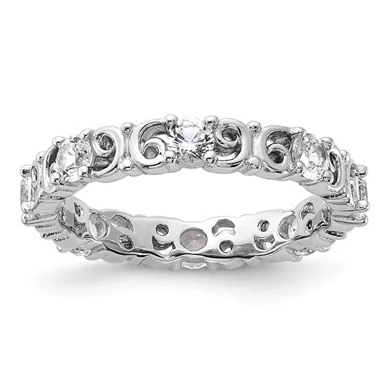 diamond necklaces for women -Sterling Silver Stackable Expressions White Sapphire Filigree Ring