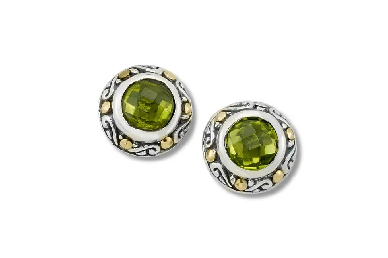 stud pearl earrings for women -Ambang Earrings- Peridot