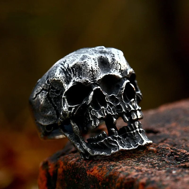 engagement rings for women -Men's Punk Double Skull Ring