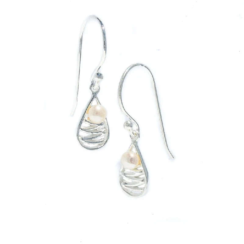 bright gemstone earrings for women -Staircase Dew Drop Pearl Earrings Small