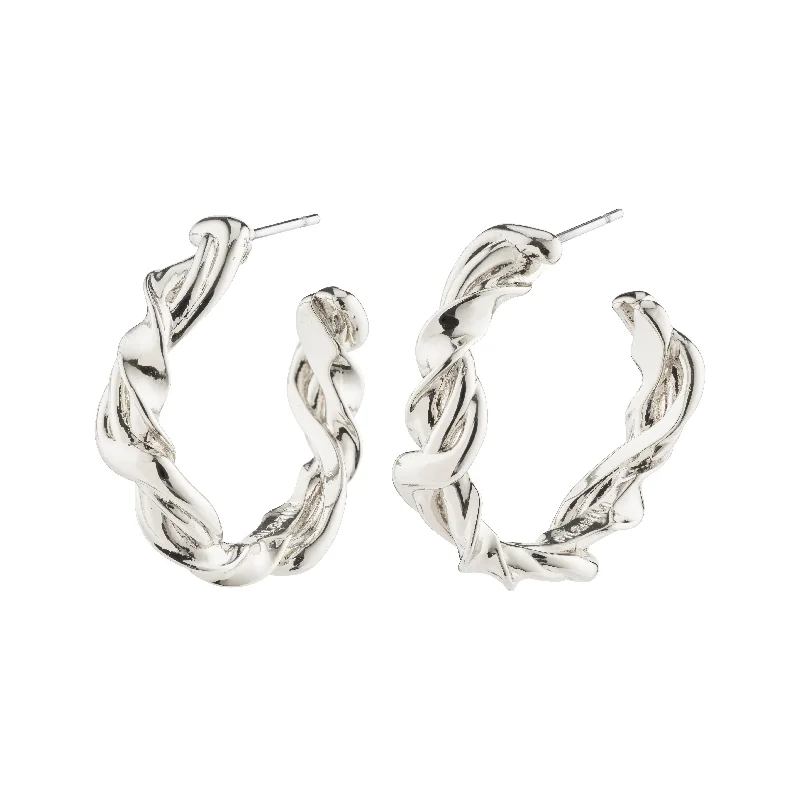 silver hoop earrings for women -SUN twisted hoops silver